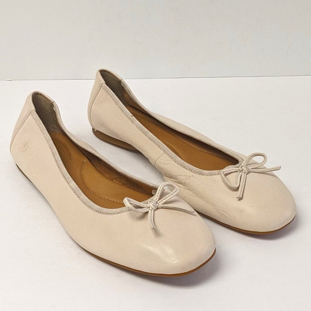 Born Brin Ballet Flats, Bone White Leather, Women's 11